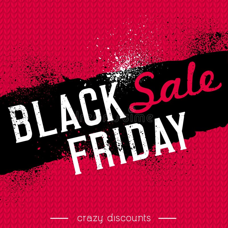 Black friday sale banner on red knitwear background, vector royalty free illustration Black friday sale banner on red knitwear background, vector royalty free illustration