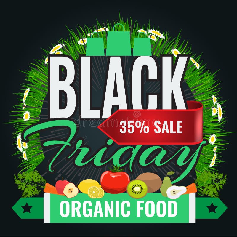 Black Friday sale inscription design banner template for organic food vector illustration Black Friday sale inscription design banner template for organic food vector illustration