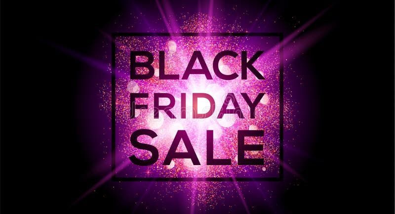 Black Friday Sale on pink flash explosion vector flyer template. Web site header horizontal banner royalty free illustration