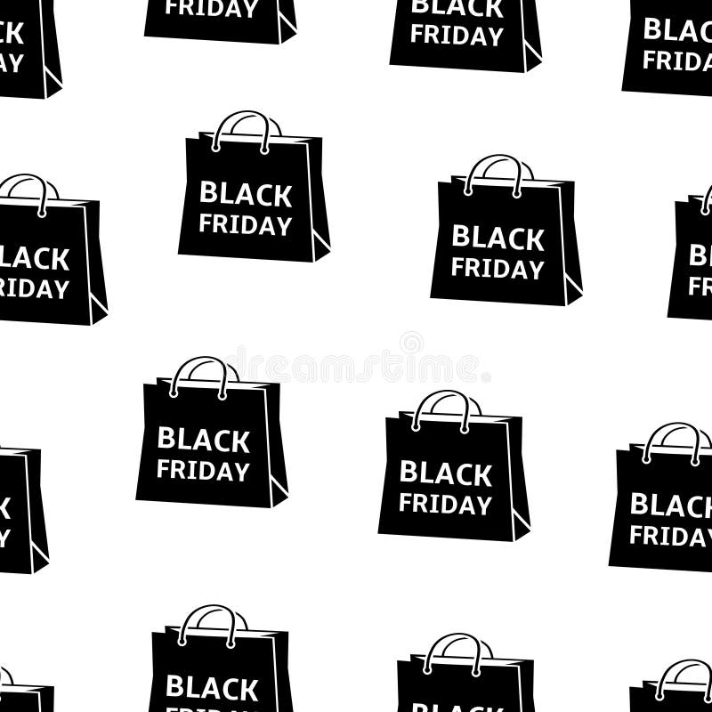 Black Friday Shopping Bags Seamless Pattern Stock Vector Illustration