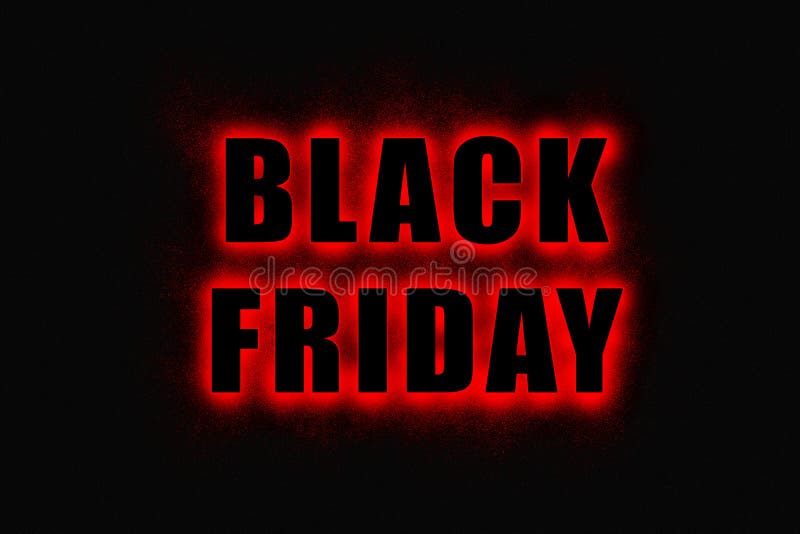 Black Friday sign, large black letters with bright red glowing outline royalty free illustration Black Friday sign, large black letters with bright red glowing outline royalty free illustration