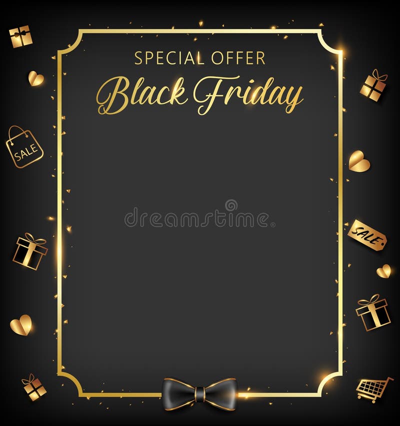 Black Friday sztandar z złotymi ornamentami ilustracja wektor Black Friday sztandar z złotymi ornamentami ilustracja wektor