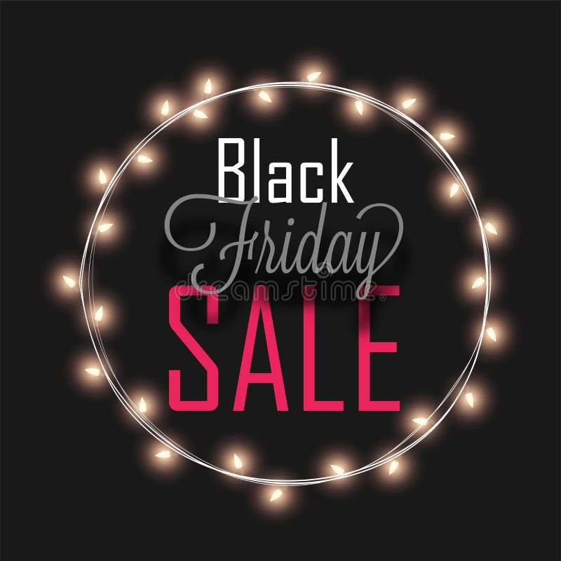 Black Friday-Verkaufstext im beleuchtenden Kreisrahmen auf schwarzem backg lizenzfreie abbildung Black Friday-Verkaufstext im beleuchtenden Kreisrahmen auf schwarzem backg lizenzfreie abbildung