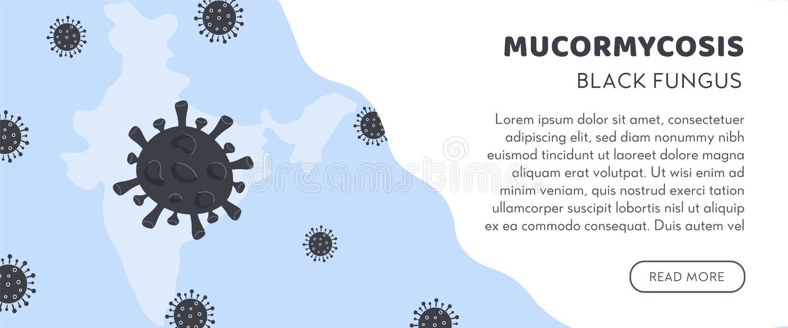 Black Fungus Outbreak. Infographic Banner with Symptoms of Mucormycosis