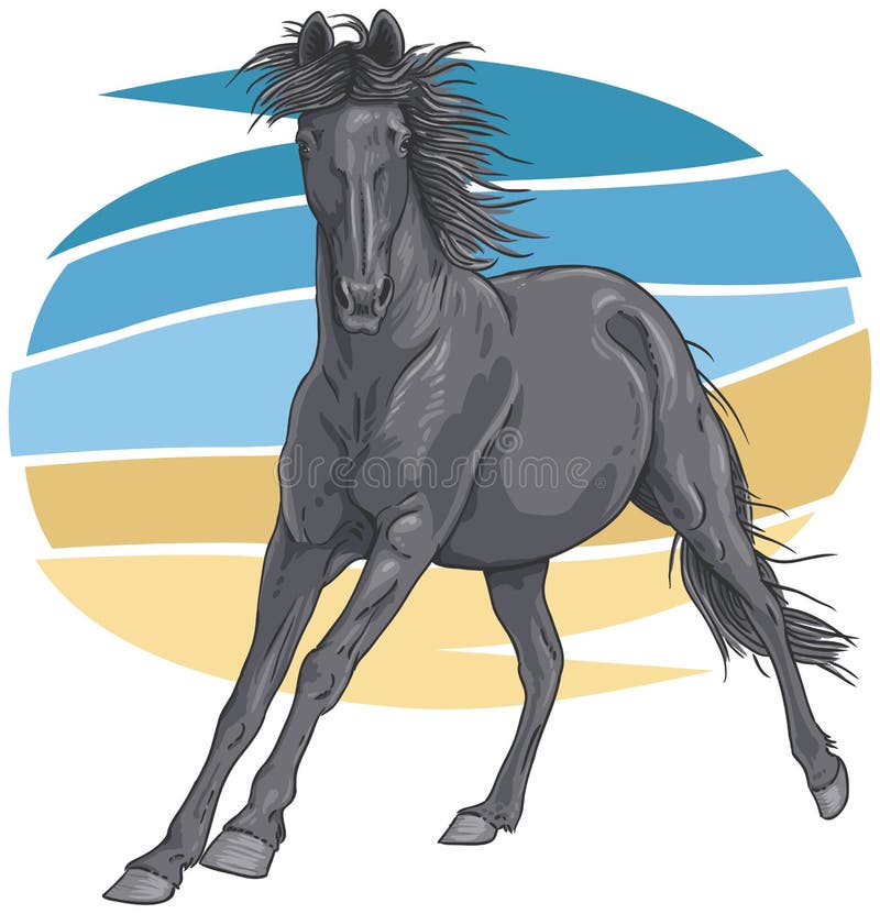 Black Galloping Horse Illustration Stock Vector Illustration of