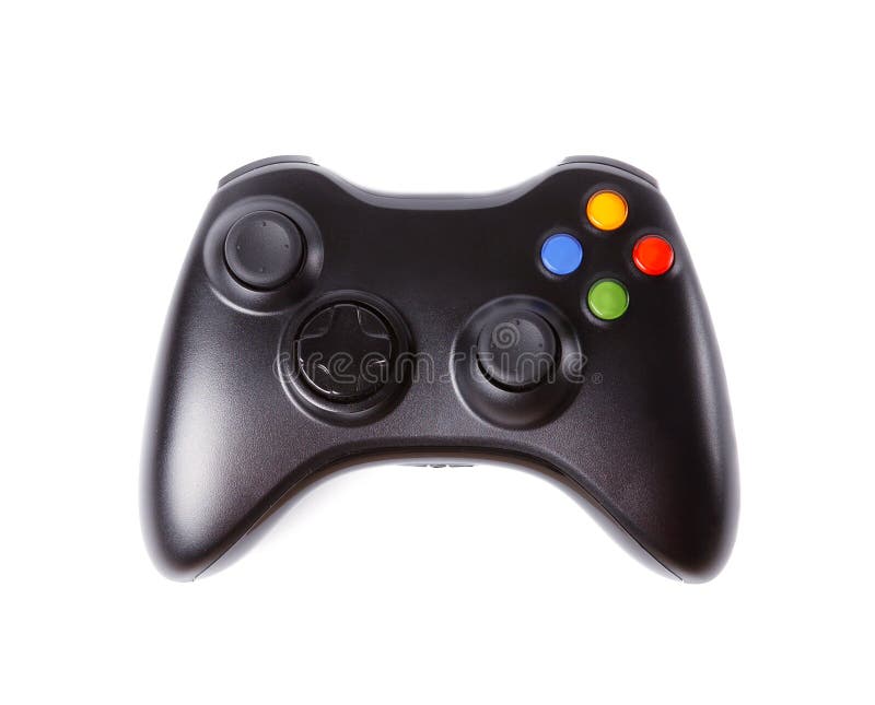 Black Gamepad isolated on white. stock photo