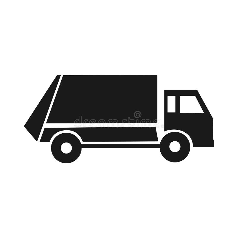 Black garbage icon. Communal Service. Special trucks. Cleaning the city. vector illustration