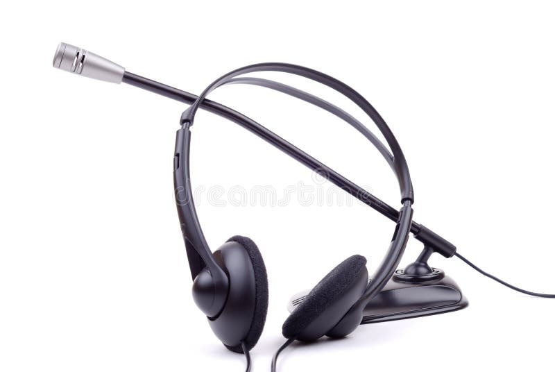Black generic headphones and microphone royalty free stock images