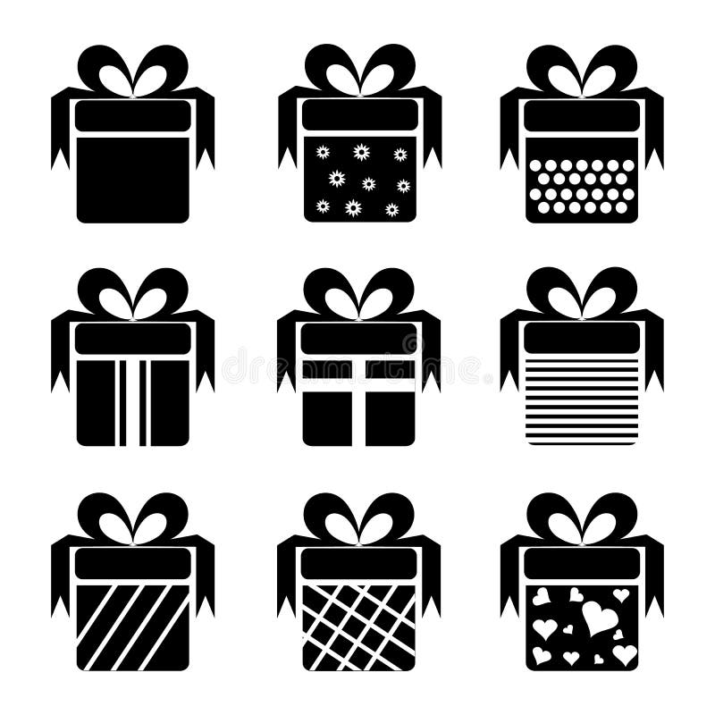Black Gift Box Icons. Vector Illustration Stock Vector Illustration