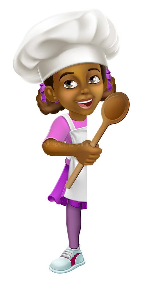 Black Girl Cartoon Child Chef Cook Baker Kid Stock Illustrations – 59 ...