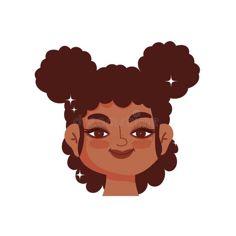 Black Girl Curly Hair, Afro Female Cartoon Stock Vector - Illustration of  american, afro: 209902989