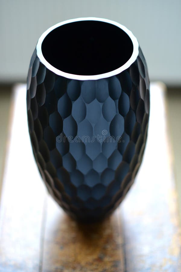 Black glass vase stock image. Image of fluted, interior 84944493