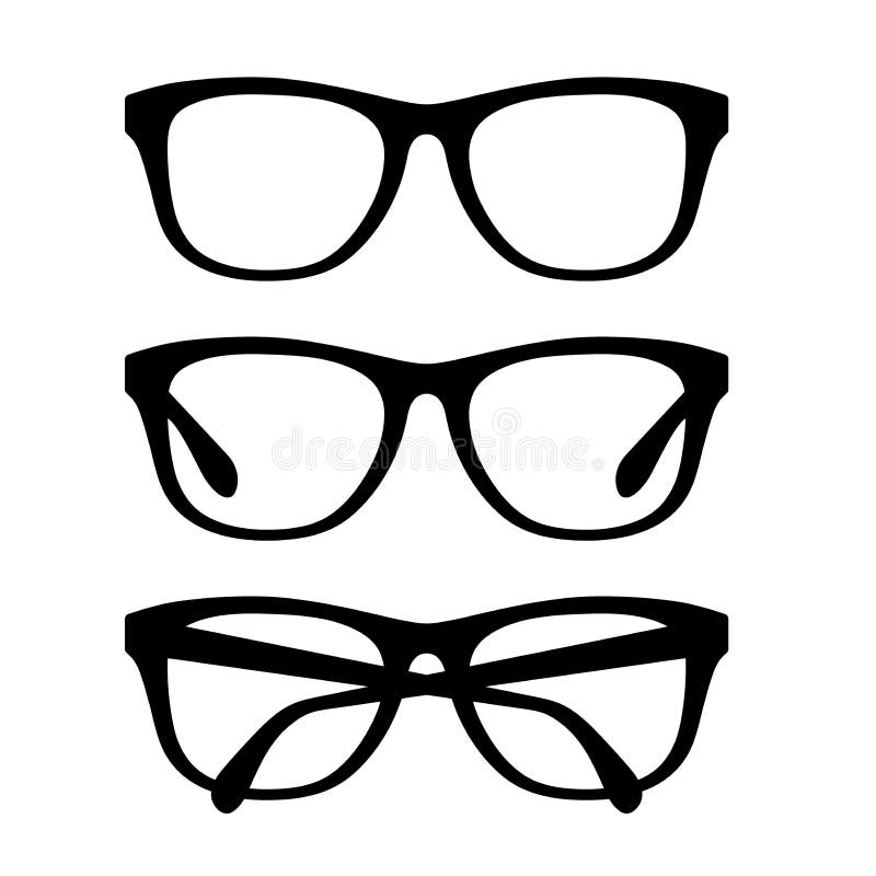 Black Glasses Set. Vector Retro Eyeglasses Frames Set Stock Vector