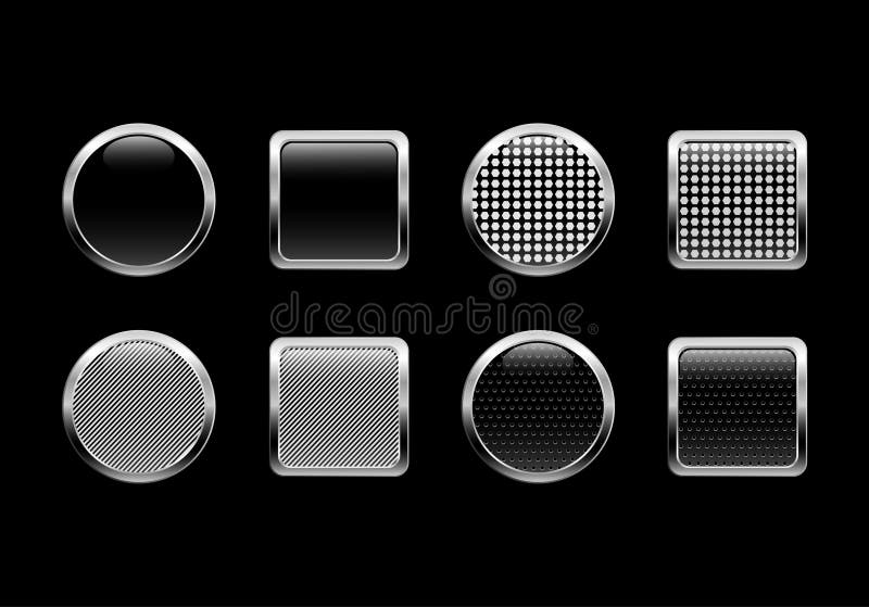 Black glossy buttons vector illustration