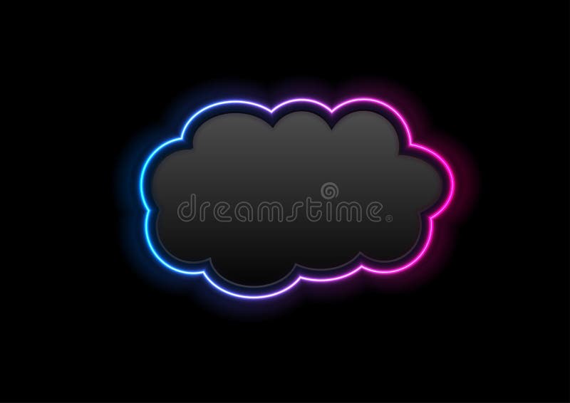 Black and glowing neon cloud hi-tech background vector illustration