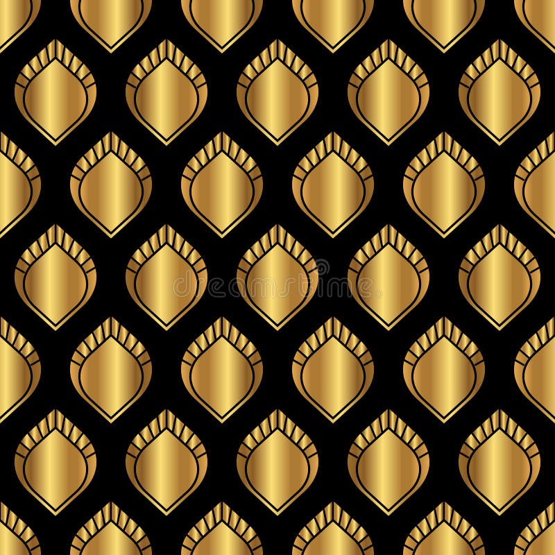 Black and Gold Art Deco Seamless Pattern Design Stock Vector