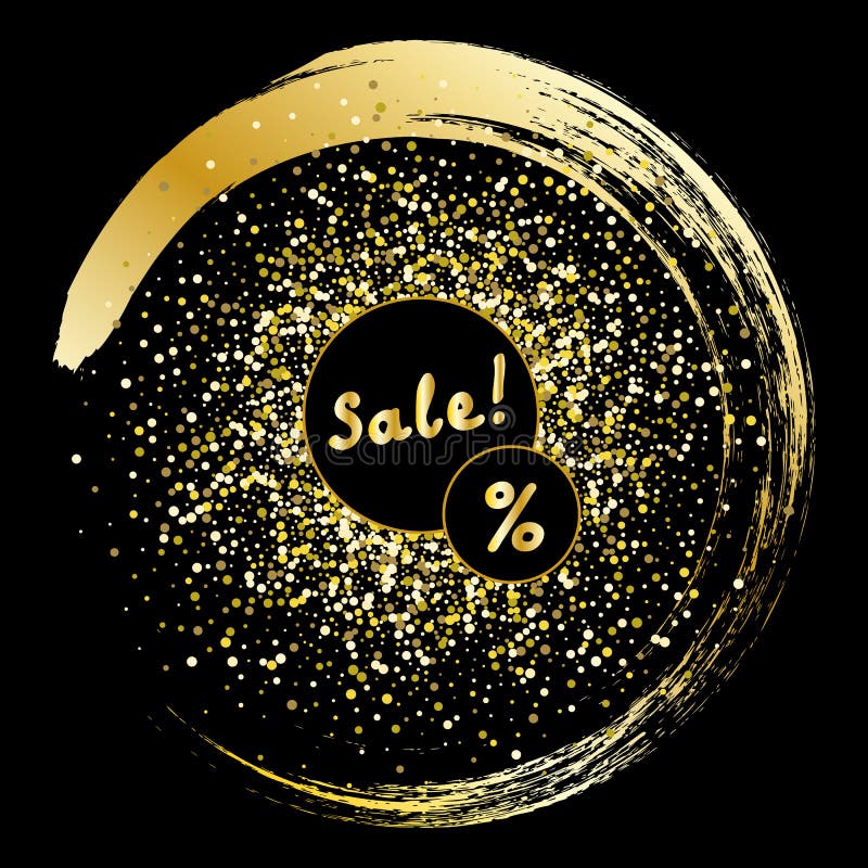 Black and gold background with circle gold frame and space for text. Sign Sale. stock illustration Black and gold background with circle gold frame and space for text. Sign Sale. stock illustration