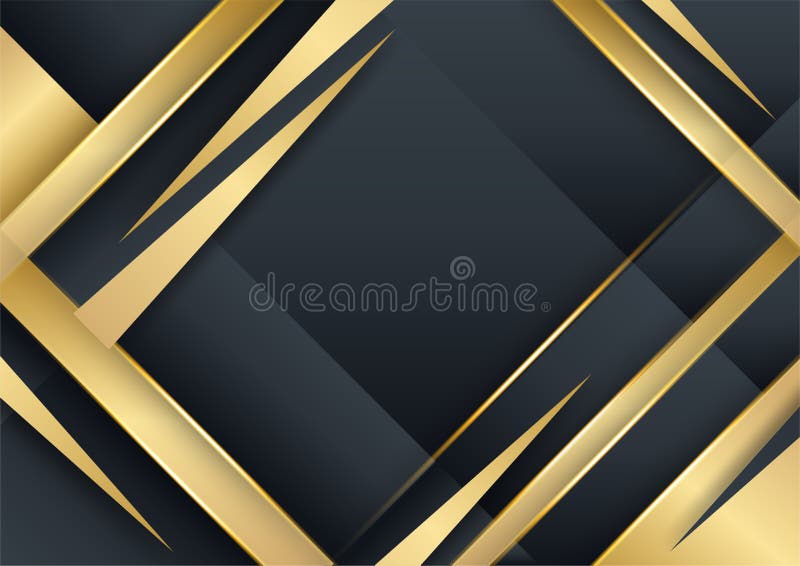 Black Gold Background. Vector Luxury Tech Background. Stack of Black