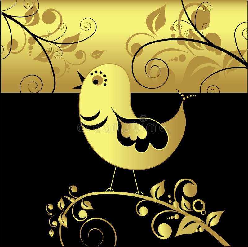 Black And Gold Bird, Vector Stock Vector - Illustration of ornate, bird: 10134752