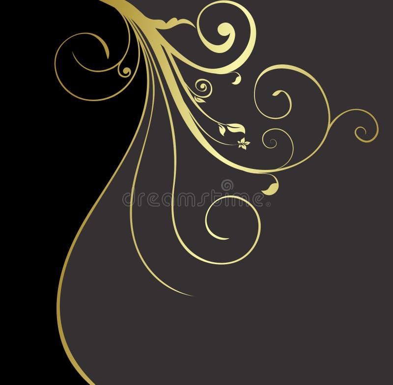 Black and gold floral background