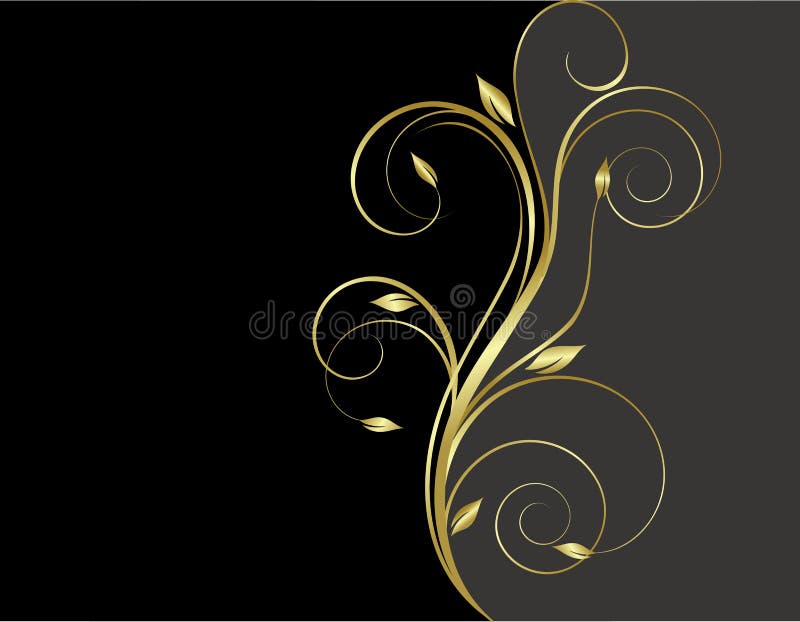 Black and gold floral background