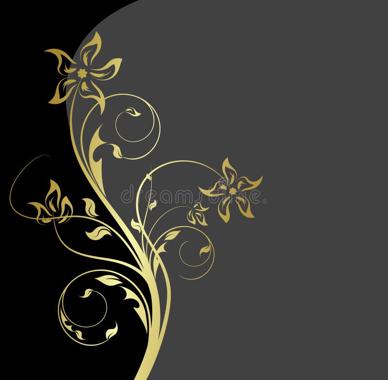 Black and gold floral background