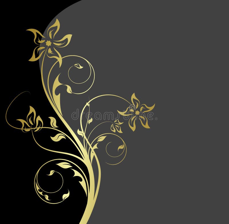 Black and Gold Floral Background Stock Vector Illustration of header, gold 9325700