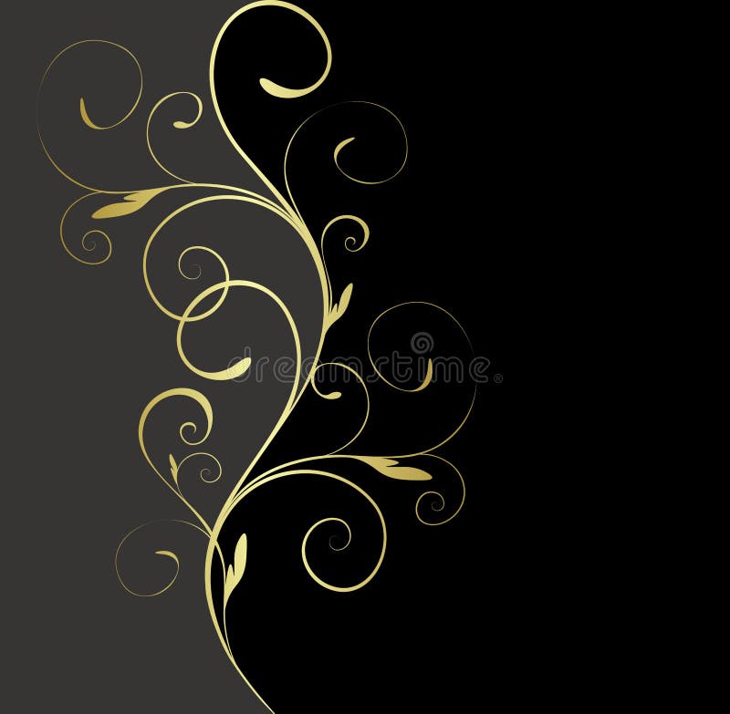 Black and gold floral background