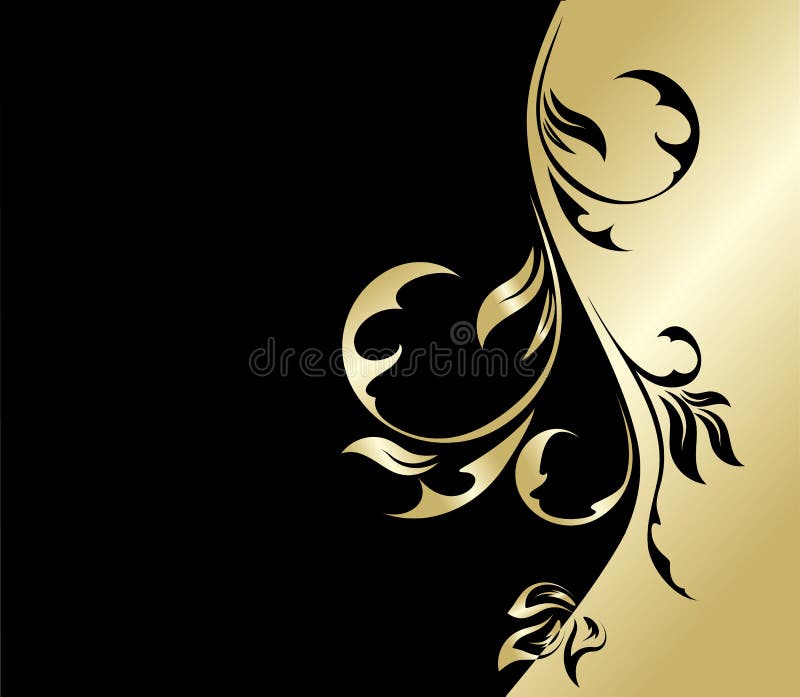 Black and gold floral card