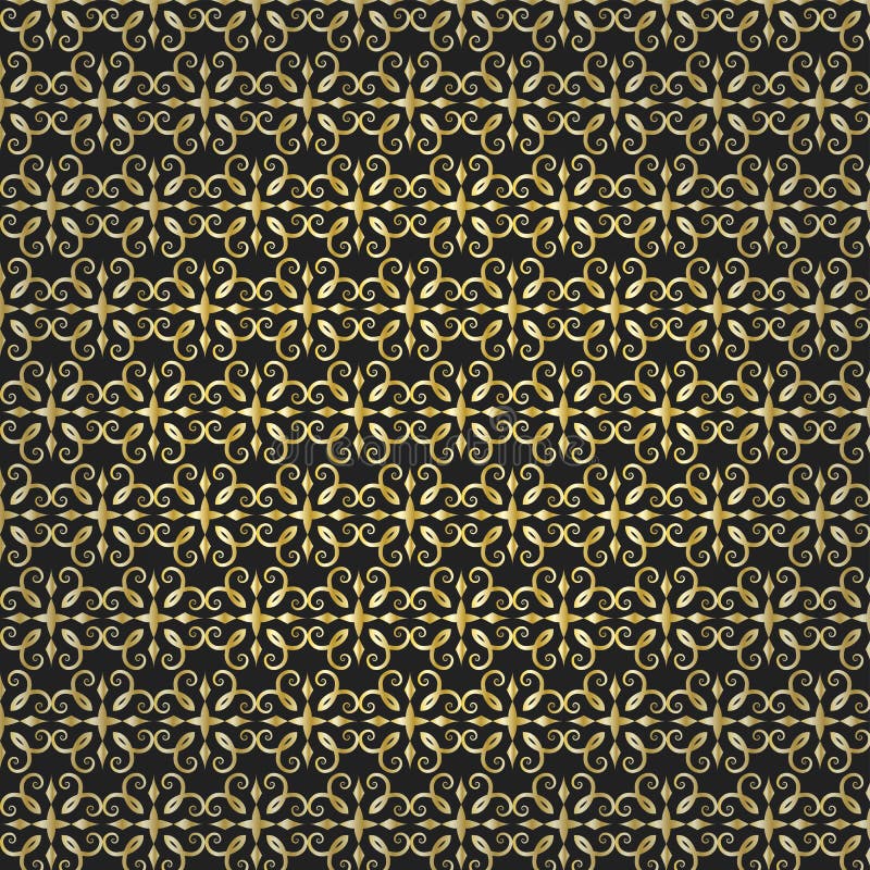 Oriental Pattern Background Black Gold Stock Illustration