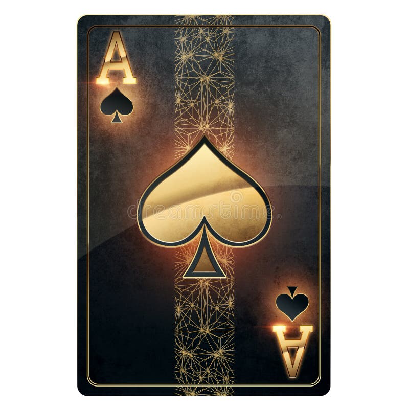 Black Gold Playing Card for Poker Ace of Spades Isolated on White Background.  Design Template Stock Illustration - Illustration of fortune,  entertainment: 197361868