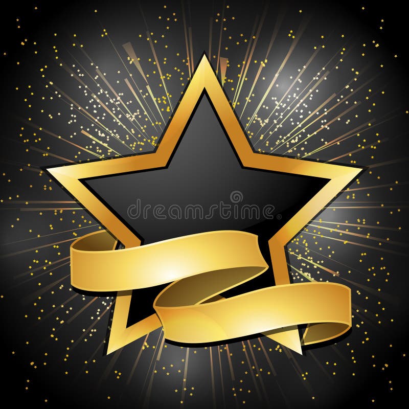 Black and Gold Star and Banner Background Stock Vector Illustration of award, graphic 26000536