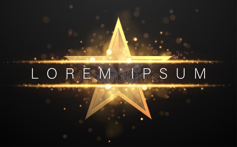 Black and gold star shape background with glow effect