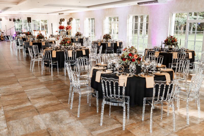 Black Wedding Table Setting Stock Photo Image of anniversary, luxury