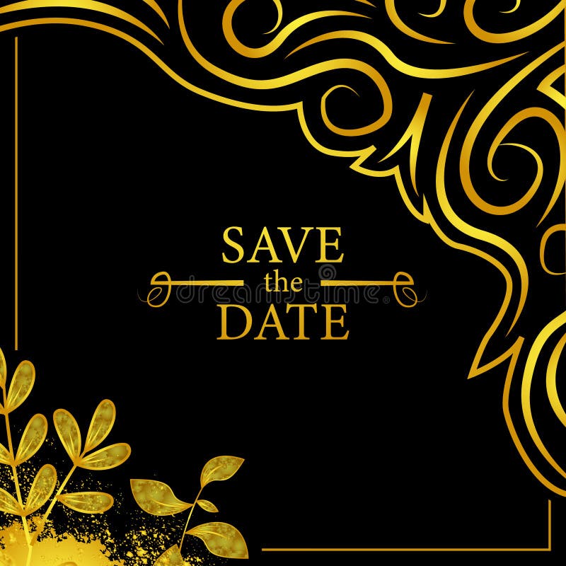 Black and Gold Wedding Invitation Card Background Design Stock Illustration  - Illustration of border, black: 217563375