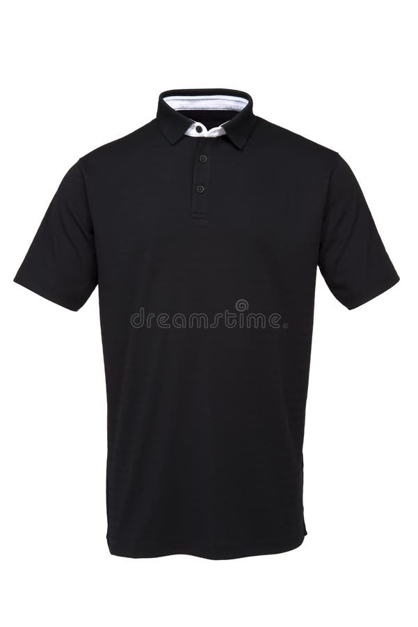 Black Golf Tee Shirt with White Collar for Man Stock Image Image of