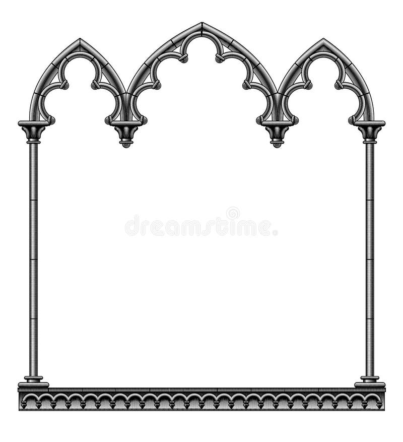 Black gothic decorative frame isolated on white