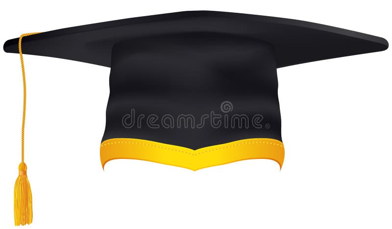 Black Graduation Cap with Gold Tassel stock illustration