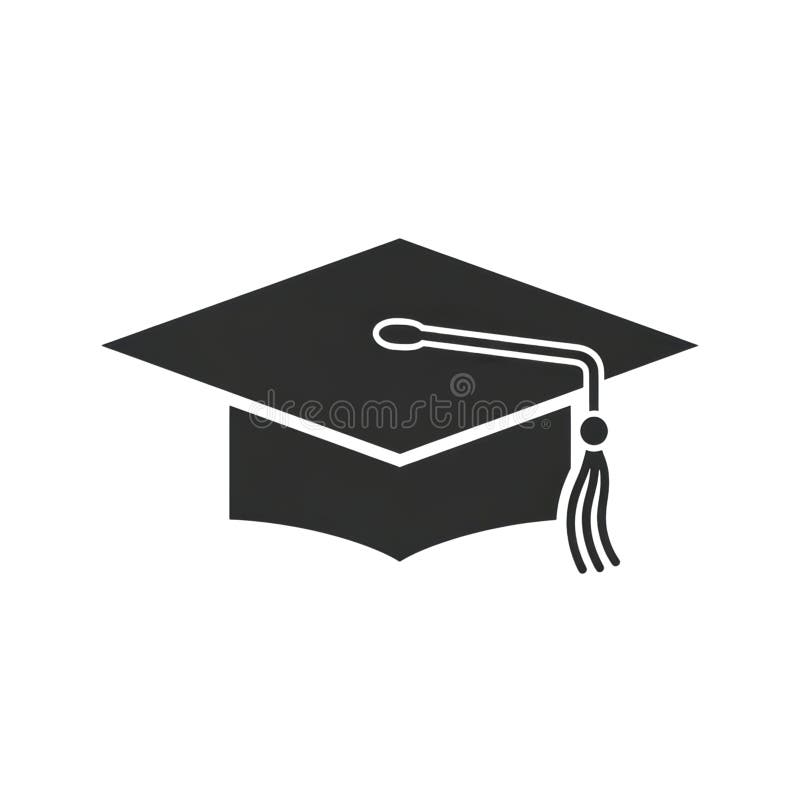 Black graduation cap icon with tassel on transparent background royalty free illustration