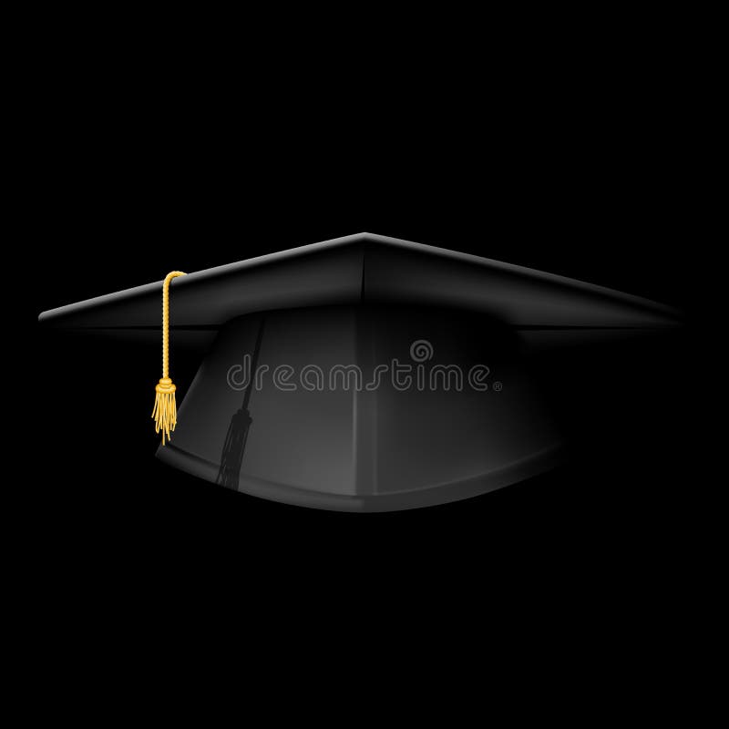 Black graduation cap - mortarboard hat vector illustration
