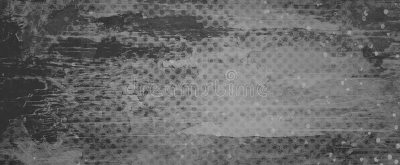 Black gray and white grunge background with thick paint smears or brush strokes and distressed damaged polka dot grid pattern and stock photography