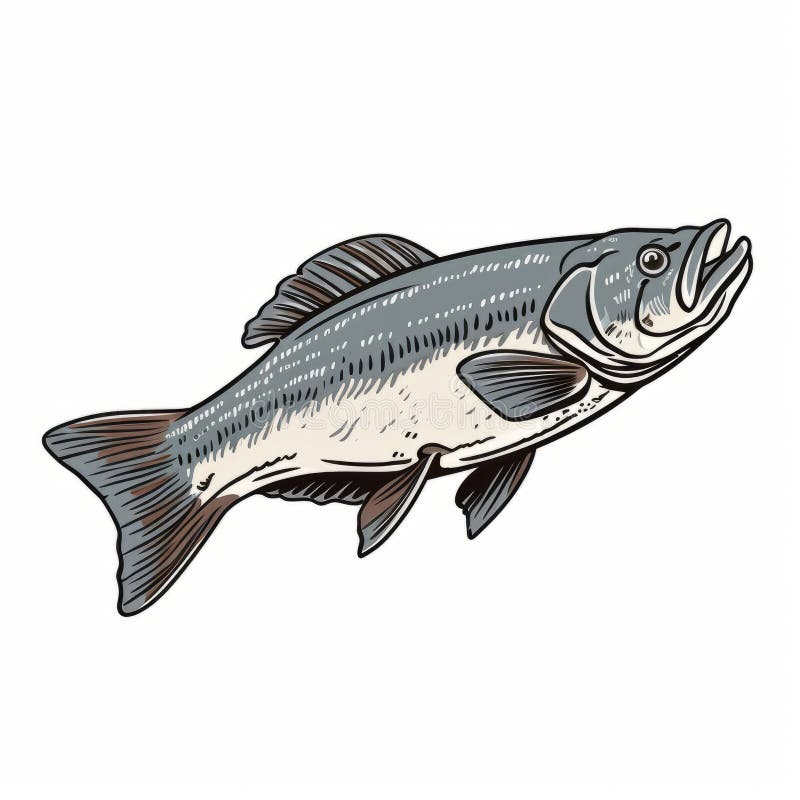 Pink Striped Bass Sticker - Speedpainting Style with Open Mouth Stock  Illustration - Illustration of striped, light: 304028173