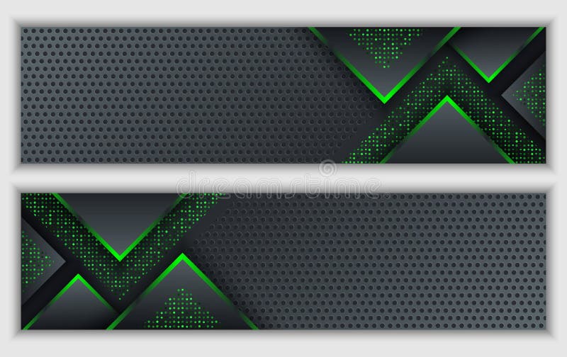 Black Green Abstract Corporate Banner with Glowing Neon Glitter Stock