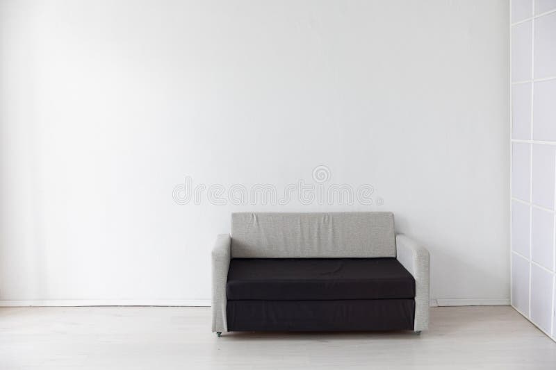 Black and Grey Office Sofa in White Room Interior Stock Image Image
