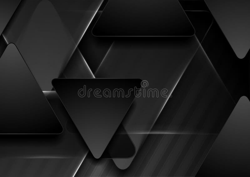 Black and Grey Tech Triangles Abstract Background Stock Vector