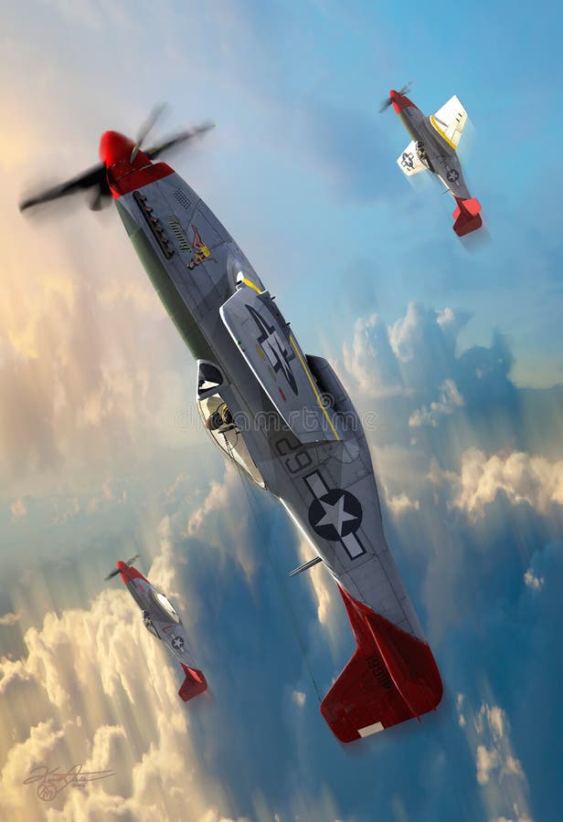 Wallpaper war, art, airplane, painting, aviation, ww2, P-51 Mustang, At  Tuskegee Airmen for mobile and desktop, section авиация, resolution  1920x1440 - download