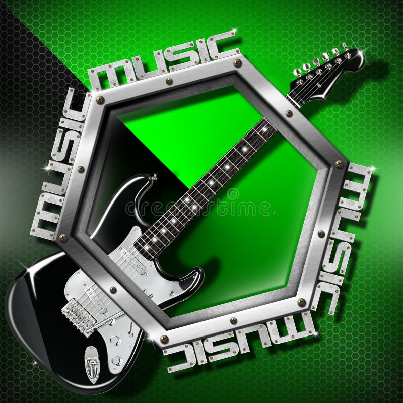 Black Guitar Hexagon Music Background