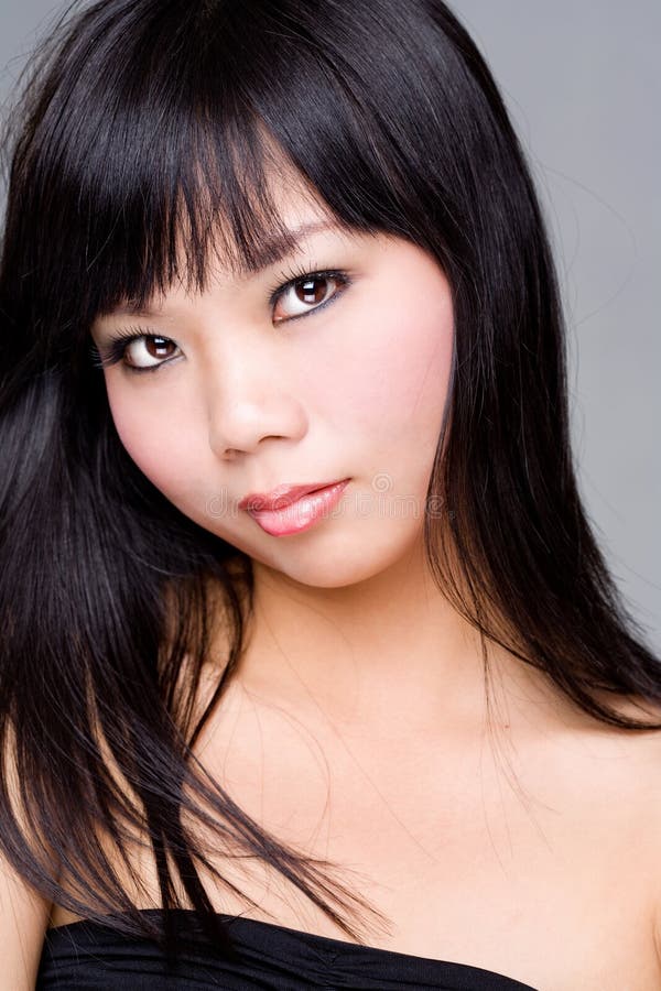 Black hair asian woman royalty free stock photo