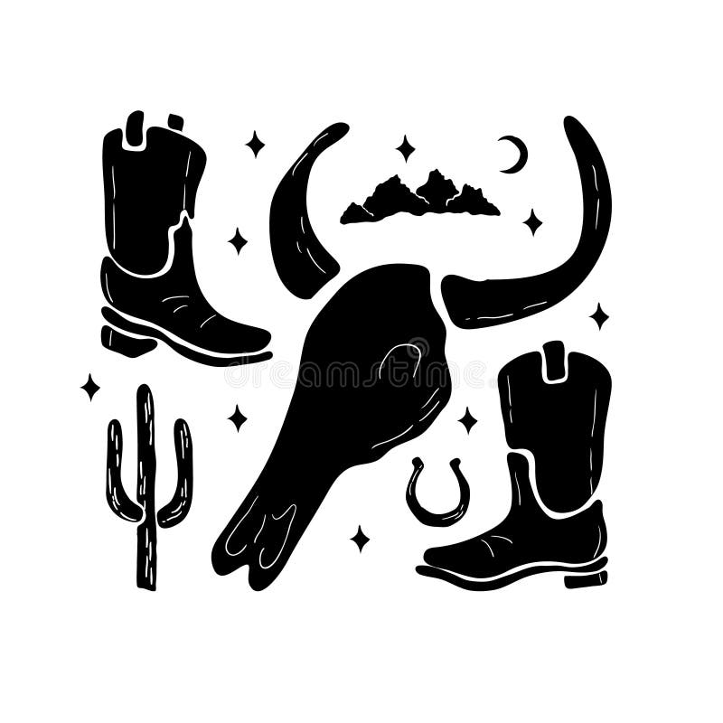 Desert Hand Drawn Silhouette Vector Illustration Stock Vector ...