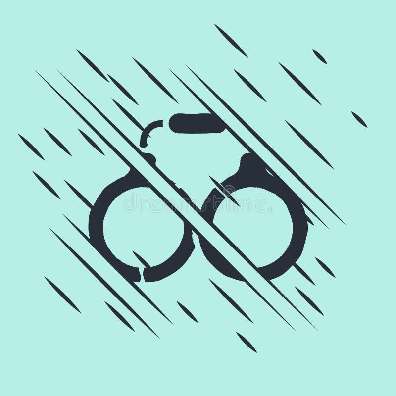 Black Handcuffs icon isolated on green background. Glitch style. Vector royalty free illustration